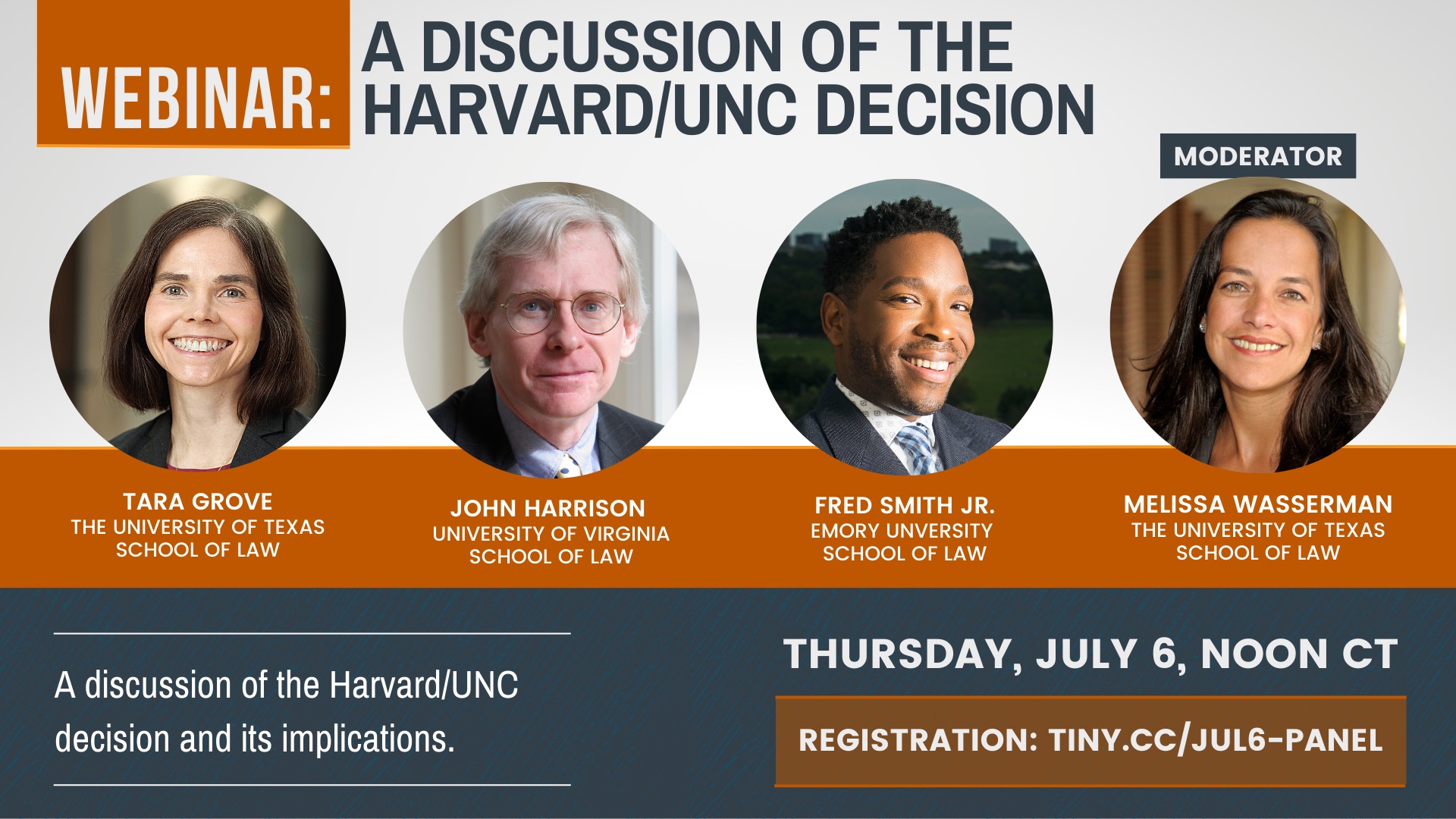 Graphic for the discussion of the Harvard/UNC decision webinar.