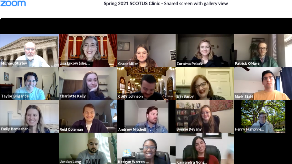 Zoom screenshot of SCOTUS Clinic session.