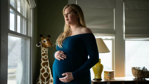 Photo of Lauren Miller, of Dallas, Texas, who says that her state's abortion laws added to the stress and turmoil her family faced after one of her twins was diagnosed with a fatal condition in utero.