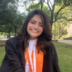 Portrait of Barbara Di Castro Pimenta wearing undergraduate graduation regalia.