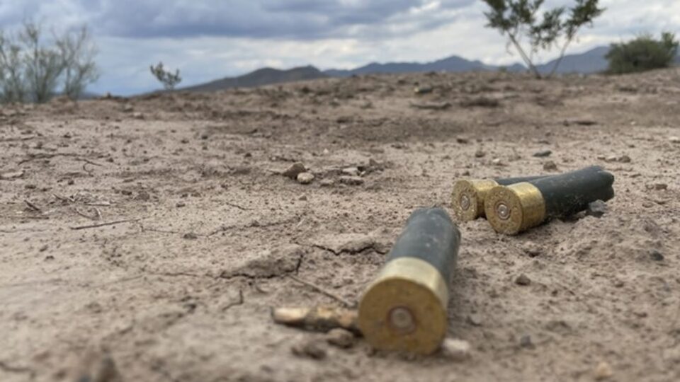 Bullets on desert floor