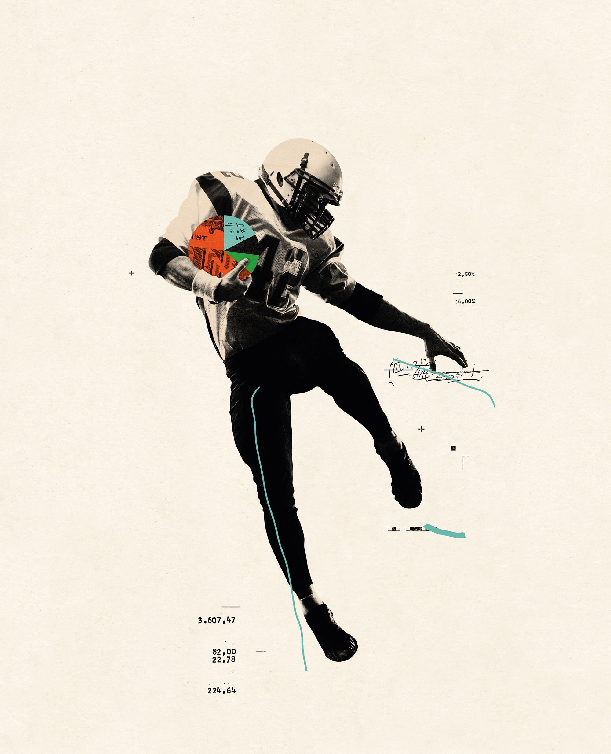 Football player illustration with graphics