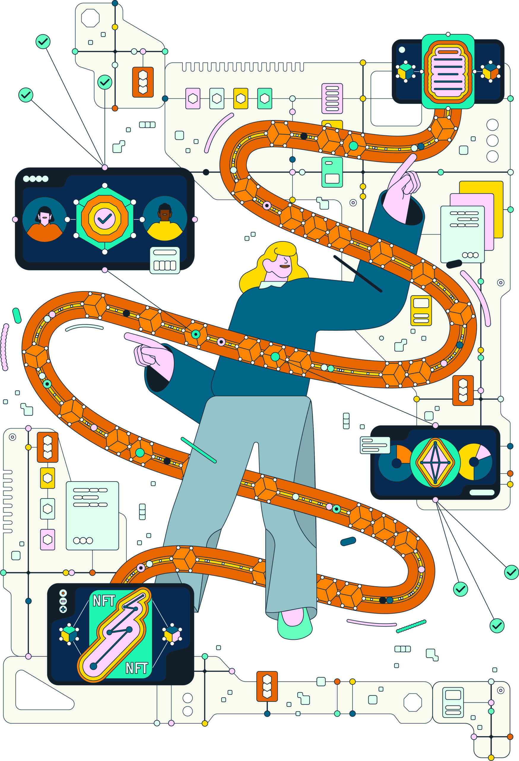 An illustration of blockchain technology.