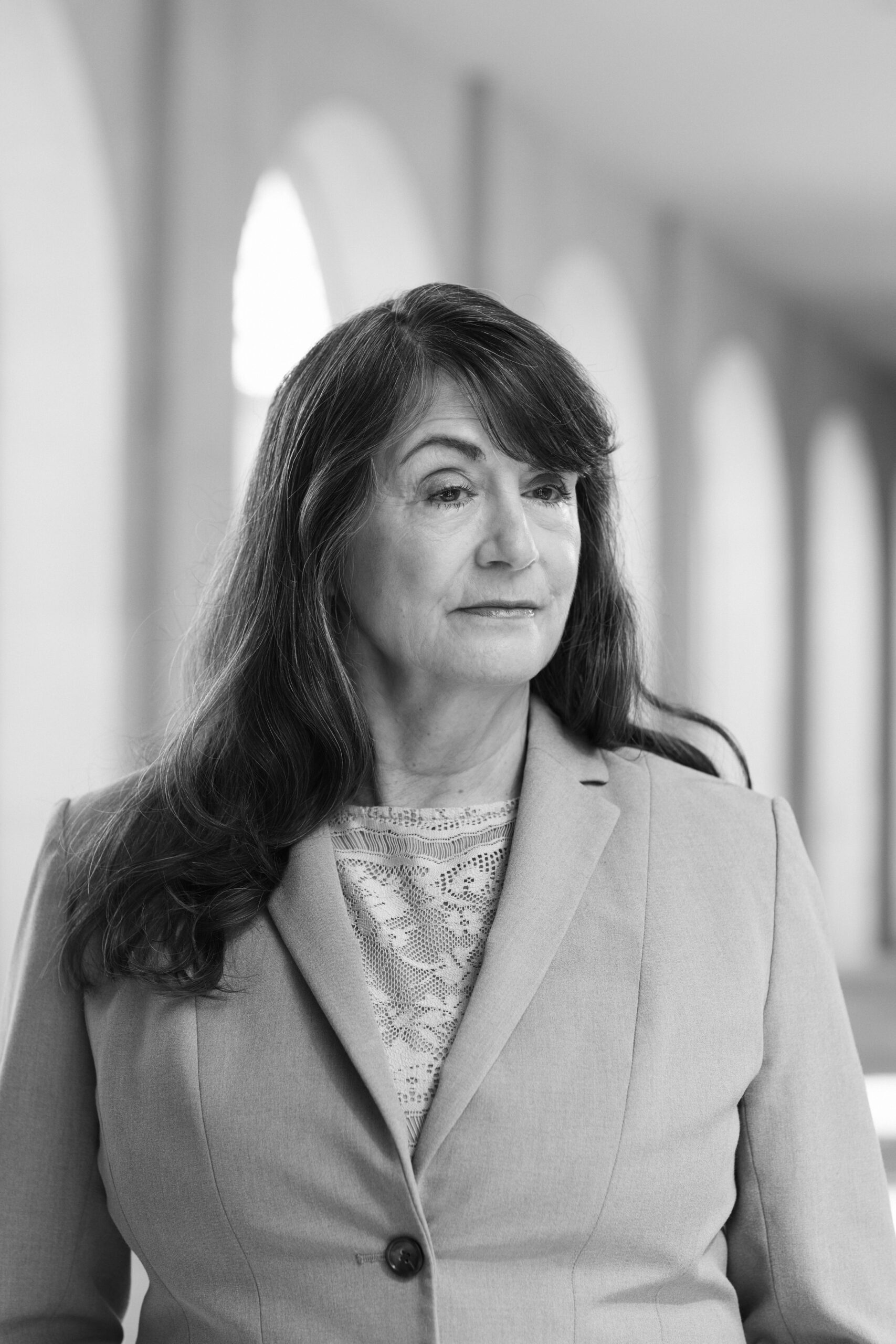 Black and white photo of Gretchen Sween