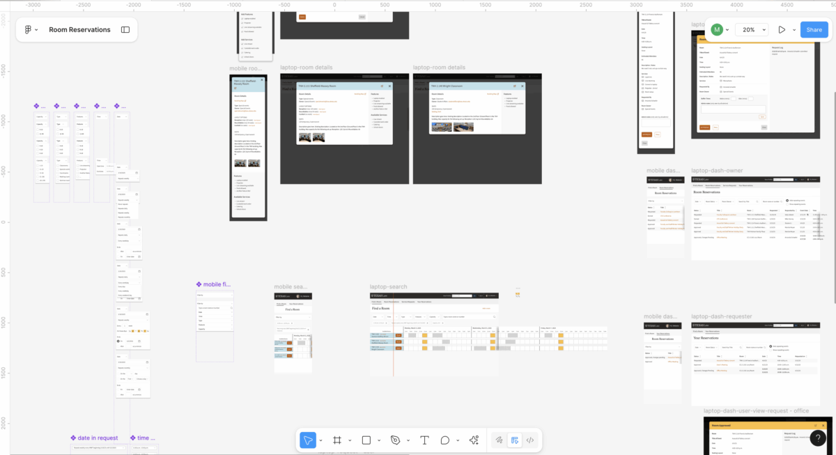 Figma file with various screen designs