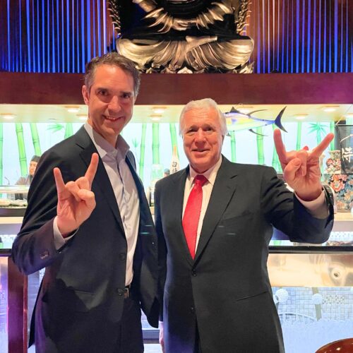 Dean Bobby Chesney and Glen Rosenbaum pose for a photo.