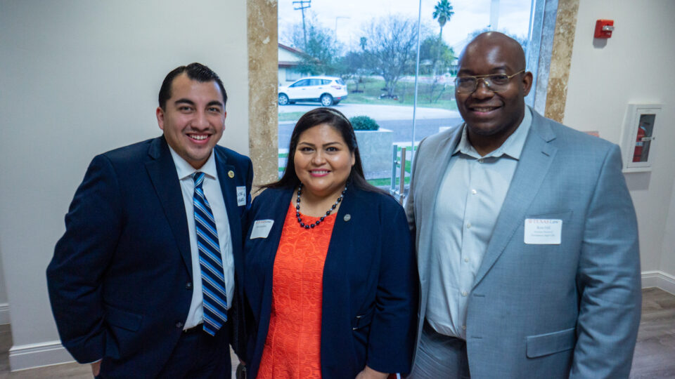 Victor Vásquez III, Iris Guerreo and Ron Hill at the Texas Law on Tour Laredo event.