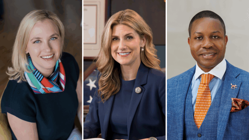 A collage of Alumni Association Executive Committee members Blair Richardson Loocke ’06, The Honorable Chari Kelly ’02, and The Honorable Rudy Metayer ’06