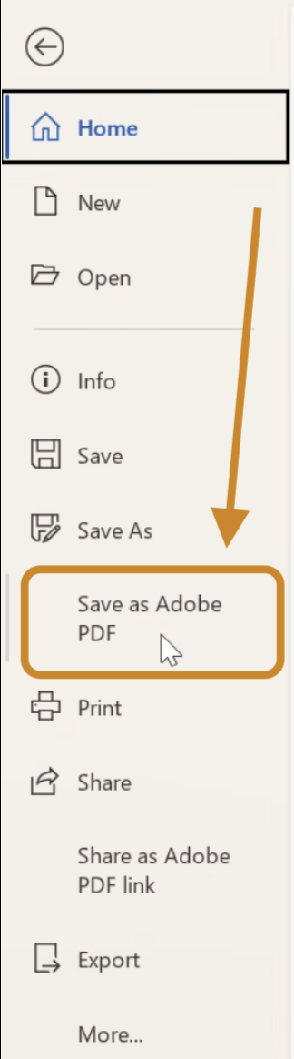 Saving a Microsoft Word document in Windows as an Adobe PDF